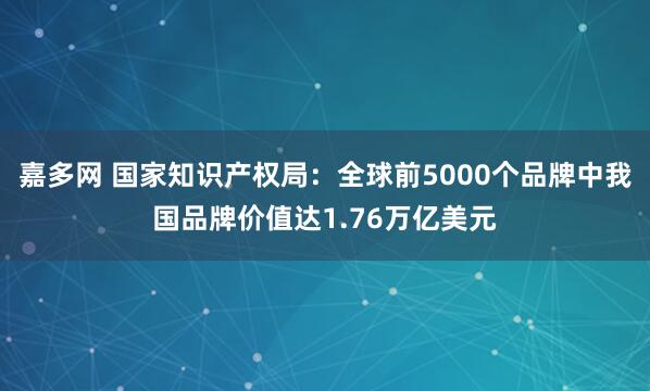 嘉多网 国家知识产权局：全球前5000个品牌中我国品牌价值达1.76万亿美元